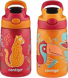 CONTIGO זוג בקבוקי ילדים CLEANABLE צ'יטה תוכי 420 מ"ל
