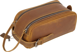Camel Mountain The Elvionox™ ProX תיק יד מבית כאמל מאונטיין – תיק עור יוקרתי בנפח 2 ליטר לנסיעות ולטיפוח - חום