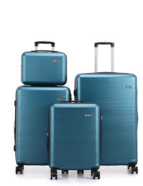 Swiss Voyager סט מזוודות קשיחות 4 יח` | 28 | 24 | 20 אינטש MADRID SWISS ותיק איפור מתנה פיקוק