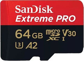 SanDisk כרטיס זיכרון Extreme Pro microSD בנפח 64GB מבית SanDisk דגם SDSQXCU-064G-GN6MA