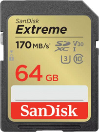 SanDisk כרטיס זיכרון Sandisk Extreme 64GB 170Mb/s SDSDXVE-064G