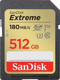 SanDisk כרטיס זיכרון Sandisk Extreme 512GB SDXC 180Mb/s SDSDXVV-512G-GNCIN