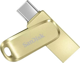 SanDisk זיכרון נייד SanDisk Ultra Dual Drive Luxe USB 3.1 Type-C - דגם SDDDC4-128G-G46GD - נפח 128GB - צבע זהב