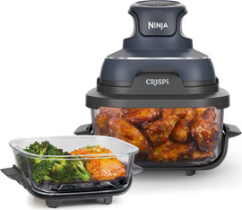 NINJA FN101 Ninja CRISPi - מערכת בישול ניידת/סיר טיגון מזכוכית 4 ב-1 צבע כחול