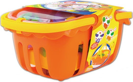 BS Toys סלסלת פירות וירקות 15 חלקים עם כיריים וסכין פלסטיק