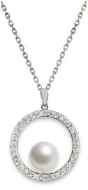 קריסטל SWAROVSKI שרשרת עיגול משובצת קריסטלים בשילוב של פנינה