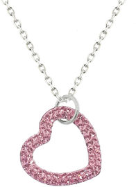 קריסטל SWAROVSKI שרשרת לב משובצת אבני קריסטל בגוון ורוד בהיר
