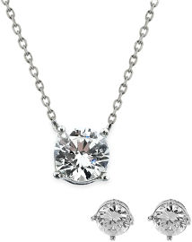 קריסטל SWAROVSKI סט סוליטר הכולל שרשרת ועגילים