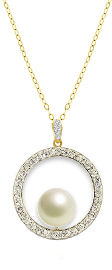 קריסטל SWAROVSKI שרשרת חישוק עשויה מכסף בציפוי זהב ומשובצת פנינה מרכזית