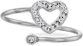 קריסטל SWAROVSKI טבעת לב פתוחה הניתנת להתאמה למידה הרצויה משובצת קריסטל
