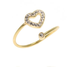 קריסטל SWAROVSKI טבעת לב עשויה מכסף בציפוי זהב משובצת קריסטלים