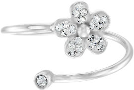 קריסטל SWAROVSKI טבעת פרח מכסף בציפוי רודיום ומשובצים קריסטלים