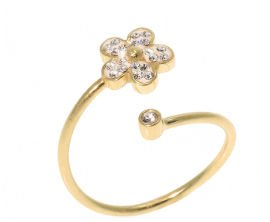 קריסטל SWAROVSKI טבעת פרח עשויה מכסף בציפוי זהב משובצת קריסטלים