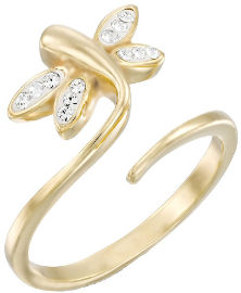 קריסטל SWAROVSKI טבעת פרפר עשויה מכסף בציפוי זהב משובצת קריסטלים