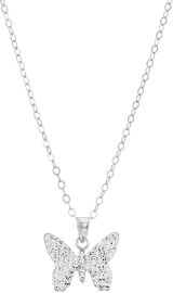 קריסטל SWAROVSKI שרשרת פרפר עשויה מכסף בציפוי רודיום ומשובצת