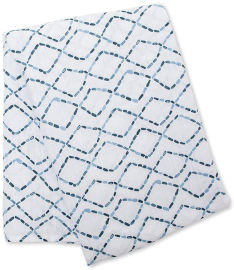 Lulujo חיתול תינוק גדול מעוצב 100% כותנה טטרה 120X120 ס"מ - מעויינים כחולים