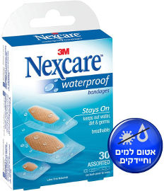 3M נקסקר פלסטר אטום בפני מים שקוף ודק במיוחד - גודל מעורב