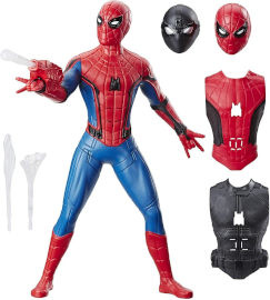 Hasbro בובת ספיידרמן מדברת 35 ס"מ עם חליפות להחלפה ומשגר קורים