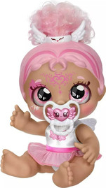 Kindi Kids קינדי קידס בייבי: תינוקת עם עיניים נוצצות ואיפור, כולל מטלית פלא להסרתו - וויני המלאכית