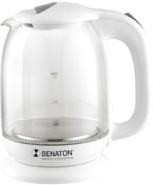 Benaton קומקום זכוכית 1.7 ליטר עוצמתי - לבן BT-8025