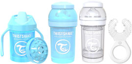 TWISTSHAKE מארז לידה 0-6 חודשים בנים - 2 בקבוקים, נשכן קולר, כוס אימון