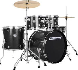 Ludwig מערכת תופים 5 חל' "20 (2 אריזות) כולל אביזרים ומצילות BLACK SPARKLE LC19011