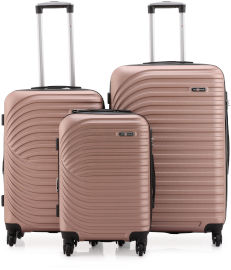 Swiss Voyager סט מזוודות קשיחות רוז גולד 20/24/28 אינטש TORRINO SWISS