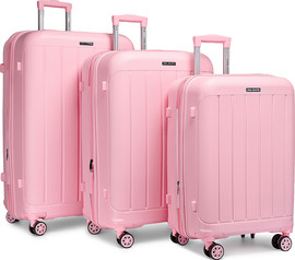Camel Mountain Camel Mountain® Infinity Set Of Three 20 Inch 24 Inch and 28 Inch סט מזוודות - ורוד קוורץ