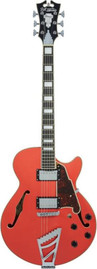 D'angelico גיטרה רבע נפח + נרתיק Premier SS FIESTA RED stair step tail