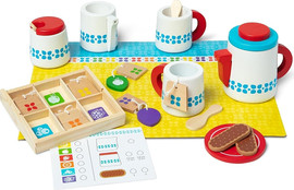 melissa and doug סט משחקי דמיון ומטבח לחליטה והגשת תה 22 חלקים מעץ
