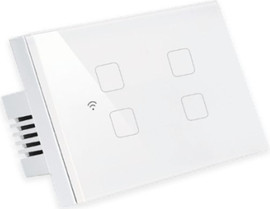 Smartr מפסק תאורה לבן 4 מתגים, קופסא 4 מקום TOUCH WIFI SMARTR