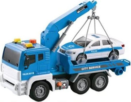NOMADE משאית גרר כחולה עם מנוף אורות וצלילים