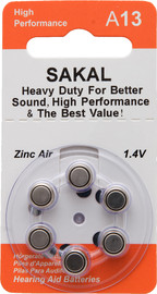 SAKAL שישיית סוללות Zinc Air A13 למכשירי שמיעה – איכותיות, עוצמתיות ובעלות חיי שימוש ארוכים