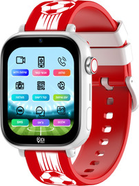 Kidiwatch שעון חכם לילדים כולל סים מובנה Kidiwatch קידי ווטש כדורגל אדום לבן