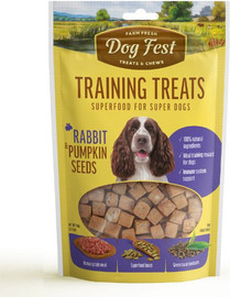 Dog Fest דוג פסט חטיף לכלבים קוביות ארנבת וזרעי דלעת - 90 גרם