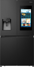 HISENSE מקרר 4 דלתות כולל מסך מגע 21" - 577 ליטר Hisense הייסנס RQ760N4IFE נירוסטה שחורה
