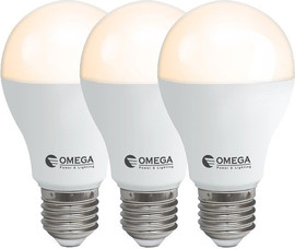 OMEGA שלישיית נורות לד A60 בסיס Omega E27 אומגה OM-A60-15W-W-3