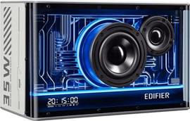 Edifier רמקול Bluetooth שולחני Edifier QD35 Hi-Res - צבע לבן - כולל תאורת RGB ותחנת טעינה TurboGaN 35W