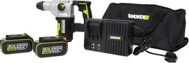 WORX professional פטישון נטען 26 מ"מ, זוג סוללות 5A ומטען 6A