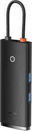 BASEUS תחנת עגינה BASEUS קומפקטית בחיבור USB TYPE C -6 in 1 - כולל HDMI, קורא כרטיסים, חיבורי USB3.0 וטעינה PD