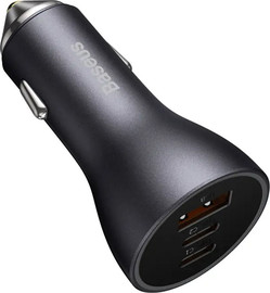 BASEUS מטען מהיר 65W לרכב Baseus בזאוס Contactor Pro Triple Car Charger 65W U+C+C Gr