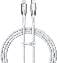 BASEUS כבל Baseus USB-C TO USB-C בזאוס Glimmer Data Cable Type-C to Type-C 100W 1m לבן