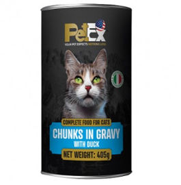 PETEX שימורי מזון מלא לחתולים עם נתחי בשר ברווז
