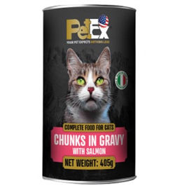 PETEX שימורי מזון מלא לחתולים עם נתחי בשר סלמון