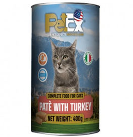 PETEX שימורי מזון מלא לחתולים במרקם פטה עם בשר הודו ללא דגנים וללא גלוטן