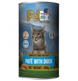 PETEX שימורי מזון מלא לחתולים במרקם פטה עם בשר ברווז ללא דגנים וללא גלוטן