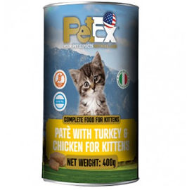 PETEX שימורי מזון מלא לגורי חתולים במרקם פטה עם בשר עוף והודו ללא דגנים וללא גלוטן