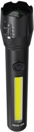 Green Lion Green Lion 2 in1 Adjustable Torch 3W LED 130lm 1200mAh בצבע שחור