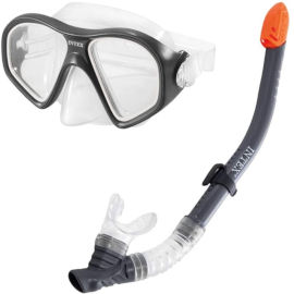 INTEX סט צלילה הכולל משקפת פוליקרובנט ושנורקל Easy-Flow - שחור