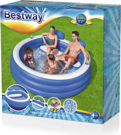 BESTWAY בריכה משפחתית עגולה עם ספסל ומשענות ראש BESTWAY דגם 54422